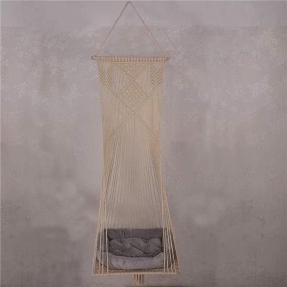 Cat Bed Cat Hammock Macrame Cat Swing Bed Cat Cage Cotton Rope Hanging Cat House - Picture 4 of 7
